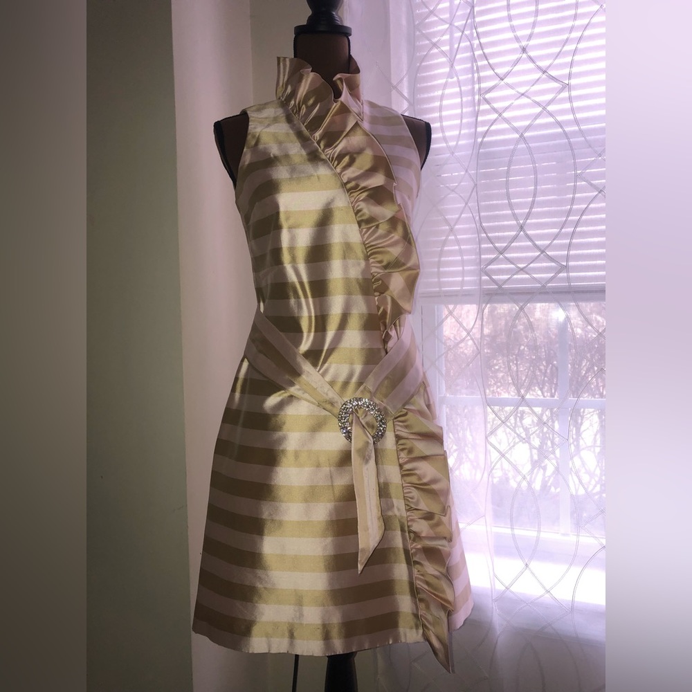 Sara Campbell Pink & Gold Dress w/belt